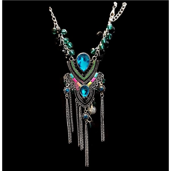 Colier  elegant Vintage Glam CG030HH Argintiu cu cristale